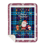 Personalized Gift Tartan Plaid Blanket Clan McCorquodale With Funny Santa Snowman Reindeer Merry Christmas Gift Sherpa Blanket, blue plaid sherpa blanket,blue tartan sherpa blanket,Buchan,buffalo plaid sherpa blanket,christmas sherpa blanket,Christmas Throw Blanket