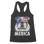English Bulldog 4th of July Merica Men Women USA Flag Women's Tank Top - Scotstee Shop