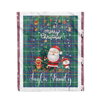 Personalized Gift Tartan Plaid Blanket Clan Inglis Ancient With Funny Santa Snowman Reindeer Merry Christmas Fleece Blanket, Home Living Room, Plaid Blanket, Tartan Blanket, Scottish Blanket, Buffalo fleece blanket, Christmas Blanket