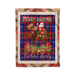 Personalized Gift Plaid Tartan Blanket Clan Pentland With Moose Lover Xmas Gift Santa Riding Christmas Fleece Blanket