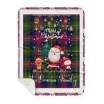 Personalized Gift Tartan Plaid Blanket Clan MacLennan With Funny Santa Snowman Reindeer Merry Christmas Gift Sherpa Blanket, blue plaid sherpa blanket,blue tartan sherpa blanket,Buchan,buffalo plaid sherpa blanket,christmas sherpa blanket,Christmas Throw Blanket