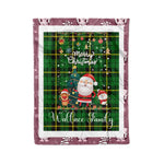 Personalized Gift Tartan Plaid Blanket Clan Wallace Hunting With Funny Santa Snowman Reindeer Merry Christmas Fleece Blanket, Home Living Room, Plaid Blanket, Tartan Blanket, Scottish Blanket, Buffalo fleece blanket, Christmas Blanket