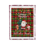 Personalized Gift Tartan Plaid Blanket Clan Fullarton With Funny Santa Snowman Reindeer Merry Christmas Fleece Blanket, Christmas Blanket, Plaid Blanket, Tartan Blanket,Scottish Blanket