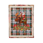 Personalized Gift Plaid Tartan Blanket Clan MacDuff Dress Ancient With Moose Lover Xmas Gift Santa Riding Christmas Fleece Blanket
