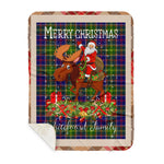 Personalized Gift Plaid Tartan Blanket Clan Whitefoord With Moose Lover Xmas Gift Santa Riding Buffalo Plaid Christmas Sherpa Blanket