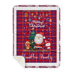Personalized Gift Tartan Plaid Blanket Clan Hamilton Modern With Funny Santa Snowman Reindeer Merry Christmas Gift Sherpa Blanket, blue plaid sherpa blanket,blue tartan sherpa blanket,Buchan,buffalo plaid sherpa blanket,christmas sherpa blanket,Christmas Throw Blanket