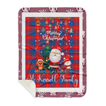 Personalized Gift Tartan Plaid Blanket Clan McKerrell Red With Funny Santa Snowman Reindeer Merry Christmas Gift Sherpa Blanket, blue plaid sherpa blanket,blue tartan sherpa blanket,Buchan,buffalo plaid sherpa blanket,christmas sherpa blanket,Christmas Throw Blanket