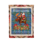 Personalized Gift Plaid Tartan Blanket Clan MacHardy With Moose Lover Xmas Gift Santa Riding Christmas Fleece Blanket