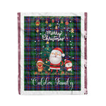 Personalized Gift Tartan Plaid Blanket Clan Calder With Funny Santa Snowman Reindeer Merry Christmas Fleece Blanket, Home Living Room, Plaid Blanket, Tartan Blanket, Scottish Blanket, Buffalo fleece blanket, Christmas Blanket