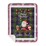 Personalized Gift Tartan Plaid Blanket Clan Ayrshire With Funny Santa Snowman Reindeer Merry Christmas Gift Sherpa Blanket, blue plaid sherpa blanket,blue tartan sherpa blanket,Buchan,buffalo plaid sherpa blanket,christmas sherpa blanket,Christmas Throw Blanket