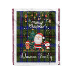 Personalized Gift Tartan Plaid Blanket Clan Dawson With Funny Santa Snowman Reindeer Merry Christmas Fleece Blanket, Home Living Room, Plaid Blanket, Tartan Blanket, Scottish Blanket, Buffalo fleece blanket, Christmas Blanket