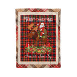 Personalized Gift Plaid Tartan Blanket Clan Innes Modern With Moose Lover Xmas Gift Santa Riding Christmas Fleece Blanket