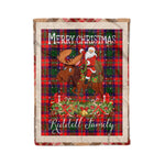 Personalized Gift Plaid Tartan Blanket Clan Riddell With Moose Lover Xmas Gift Santa Riding Christmas Fleece Blanket