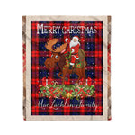 Personalized Gift Plaid Tartan Blanket Clan MacLachlan Modern With Moose Lover Xmas Gift Santa Riding Christmas Fleece Blanket