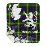 Sherpa Blanket - Tartan Blanket Thistle and Lion Scottish Clan Watson Modern Plaid Blanket, plaid sherpa blanket queen,purple sherpa blanket,queen sherpa blanket,queen size sherpa blanket,red sherpa blanket,scottish tartan blankets,sherpa blanket,sherpa christmas blanket