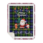 Personalized Gift Tartan Plaid Blanket Clan MacNeill Of Barra With Funny Santa Snowman Reindeer Merry Christmas Gift Sherpa Blanket, blue plaid sherpa blanket,blue tartan sherpa blanket,Buchan,buffalo plaid sherpa blanket,christmas sherpa blanket,Christmas Throw Blanket