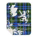 Sherpa Blanket - Tartan Blanket Thistle and Lion Scottish Clan MacKenzie Modern Plaid Blanket, plaid sherpa blanket queen,purple sherpa blanket,queen sherpa blanket,queen size sherpa blanket,red sherpa blanket,scottish tartan blankets,sherpa blanket,sherpa christmas blanket