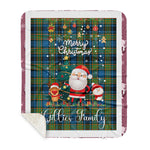 Personalized Gift Tartan Plaid Blanket Clan Gillies With Funny Santa Snowman Reindeer Merry Christmas Gift Sherpa Blanket, blue plaid sherpa blanket,blue tartan sherpa blanket,Buchan,buffalo plaid sherpa blanket,christmas sherpa blanket,Christmas Throw Blanket