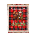 Personalized Gift Plaid Tartan Blanket Clan Ramsay Modern With Moose Lover Xmas Gift Santa Riding Christmas Fleece Blanket