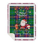 Scotstee Shop - Sherpa Blanket - Personalized Gift Tartan Plaid Blanket Clan Young With Funny Santa Snowman Reindeer Merry Christmas Blanket