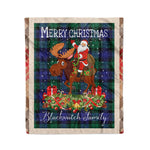 Personalized Gift Plaid Tartan Blanket Clan Blackwatch With Moose Lover Xmas Gift Santa Riding Christmas Fleece Blanket