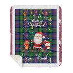 Personalized Gift Tartan Plaid Blanket Clan Logan Ancient With Funny Santa Snowman Reindeer Merry Christmas Gift Sherpa Blanket, blue plaid sherpa blanket,blue tartan sherpa blanket,Buchan,buffalo plaid sherpa blanket,christmas sherpa blanket,Christmas Throw Blanket