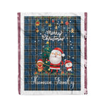 Personalized Gift Tartan Plaid Blanket Clan Thomson Dress With Funny Santa Snowman Reindeer Merry Christmas Fleece Blanket, Home Living Room, Plaid Blanket, Tartan Blanket, Scottish Blanket, Buffalo fleece blanket, Christmas Blanket