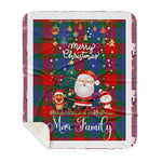 Personalized Gift Tartan Plaid Blanket Clan Mar With Funny Santa Snowman Reindeer Merry Christmas Gift Sherpa Blanket, blue plaid sherpa blanket,blue tartan sherpa blanket,Buchan,buffalo plaid sherpa blanket,christmas sherpa blanket,Christmas Throw Blanket
