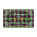 Doormat - Welcome Mat Scottish Clan Badge Clephane Tartan Door Mat, Plaid Doormat With Thistle and Two Lion Scottish