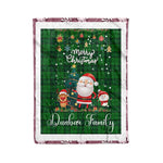Personalized Gift Tartan Plaid Blanket Clan Dunbar Hunting With Funny Santa Snowman Reindeer Merry Christmas Fleece Blanket, Home Living Room, Plaid Blanket, Tartan Blanket, Scottish Blanket, Buffalo fleece blanket, Christmas Blanket