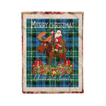 Personalized Gift Plaid Tartan Blanket Clan Arbuthnott Hunting With Moose Lover Xmas Gift Santa Riding Christmas Fleece Blanket