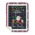 Scotstee Shop - Personalized Gift Tartan Plaid Blanket Clan Rose Hunting Modern With Funny Santa Snowman Reindeer Merry Christmas Gift Sherpa Blanket
