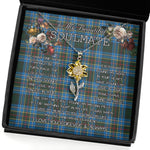 To My Beautiful Soulmate Sunflower Necklace In Your Eyes I Have Found My Home Clan Cockburn Tartan Jewelry For Girlfriend, Tartan Sunflower Pendant Necklace, Scottish Tartan Jewelry, valentine necklace, necklace girlfriend, necklace for wife, cute necklaces for girlfriend, jewelry for girlfriend, to my soulmate necklace, to my future wife necklace