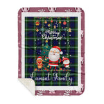 Personalized Gift Tartan Plaid Blanket Clan Lamont With Funny Santa Snowman Reindeer Merry Christmas Gift Sherpa Blanket, blue plaid sherpa blanket,blue tartan sherpa blanket,Buchan,buffalo plaid sherpa blanket,christmas sherpa blanket,Christmas Throw Blanket