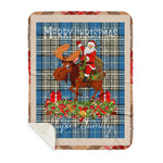 Personalized Gift Plaid Tartan Blanket Clan Napier Ancient With Moose Lover Xmas Gift Santa Riding Buffalo Plaid Christmas Sherpa Blanket