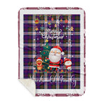 Personalized Gift Tartan Plaid Blanket Clan MacDonald Dress Modern With Funny Santa Snowman Reindeer Merry Christmas Gift Sherpa Blanket, blue plaid sherpa blanket,blue tartan sherpa blanket,Buchan,buffalo plaid sherpa blanket,christmas sherpa blanket,Christmas Throw Blanket