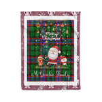 Personalized Gift Tartan Plaid Blanket Clan McGeachie With Funny Santa Snowman Reindeer Merry Christmas Fleece Blanket, Home Living Room, Plaid Blanket, Tartan Blanket, Scottish Blanket, Buffalo fleece blanket, Christmas Blanket