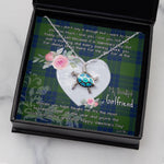 Sea Turtle Necklace Gift for My Beautiful Girlfriend Valentines Necklace Clan Montgomery Modern Tartan Blue Turtle Necklace