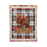 Personalized Gift Plaid Tartan Blanket Clan MacDuff Dress Modern With Moose Lover Xmas Gift Santa Riding Christmas Fleece Blanket