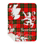 Sherpa Blanket - Tartan Blanket Thistle and Lion Scottish Clan Dunbar Modern Plaid Blanket, plaid sherpa blanket queen,purple sherpa blanket,queen sherpa blanket,queen size sherpa blanket,red sherpa blanket,scottish tartan blankets,sherpa blanket,sherpa christmas blanket