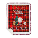 Personalized Gift Tartan Plaid Blanket Clan MacIan With Funny Santa Snowman Reindeer Merry Christmas Gift Sherpa Blanket, blue plaid sherpa blanket,blue tartan sherpa blanket,Buchan,buffalo plaid sherpa blanket,christmas sherpa blanket,Christmas Throw Blanket