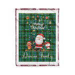 Personalized Gift Tartan Plaid Blanket Clan Duncan of Sketraw With Funny Santa Snowman Reindeer Merry Christmas Fleece Blanket, Home Living Room, Plaid Blanket, Tartan Blanket, Scottish Blanket, Buffalo fleece blanket, Christmas Blanket