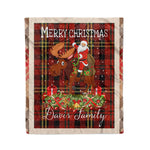 Personalized Gift Plaid Tartan Blanket Clan Davis With Moose Lover Xmas Gift Santa Riding Christmas Fleece Blanket