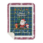 Personalized Gift Tartan Plaid Blanket Clan Lamont Ancient With Funny Santa Snowman Reindeer Merry Christmas Gift Sherpa Blanket, blue plaid sherpa blanket,blue tartan sherpa blanket,Buchan,buffalo plaid sherpa blanket,christmas sherpa blanket,Christmas Throw Blanket