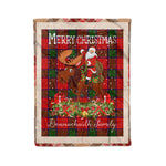 Personalized Gift Plaid Tartan Blanket Clan Donnachaidh Robertson With Moose Lover Xmas Gift Santa Riding Christmas Fleece Blanket