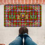 Doormat - Welcome Mat Scottish Clan Forrester Tartan Door Mat, Plaid Doormat With Thistle and Two Lion Scottish