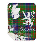 Sherpa Blanket - Tartan Blanket Thistle and Lion Scottish Clan Stewart of Appin Hunting Plaid Blanket, plaid sherpa blanket queen,purple sherpa blanket,queen sherpa blanket,queen size sherpa blanket,red sherpa blanket,scottish tartan blankets,sherpa blanket,sherpa christmas blanket
