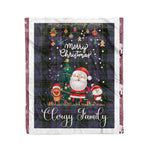 Personalized Gift Tartan Plaid Blanket Clan Clergy Purple With Funny Santa Snowman Reindeer Merry Christmas Fleece Blanket, Home Living Room, Plaid Blanket, Tartan Blanket, Scottish Blanket, Buffalo fleece blanket, Christmas Blanket