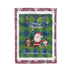 Personalized Gift Tartan Plaid Blanket Clan Marjoribanks Ancient With Funny Santa Snowman Reindeer Merry Christmas Fleece Blanket, Home Living Room, Plaid Blanket, Tartan Blanket, Scottish Blanket, Buffalo fleece blanket, Christmas Blanket