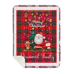 Personalized Gift Tartan Plaid Blanket Clan Drummond Modern With Funny Santa Snowman Reindeer Merry Christmas Gift Sherpa Blanket, blue plaid sherpa blanket,blue tartan sherpa blanket,Buchan,buffalo plaid sherpa blanket,christmas sherpa blanket,Christmas Throw Blanket